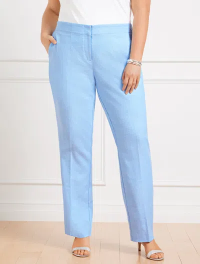 Shop Talbots Linen Blend Straight Leg Pants - Light Blue/white - 20  In Light Blue,white