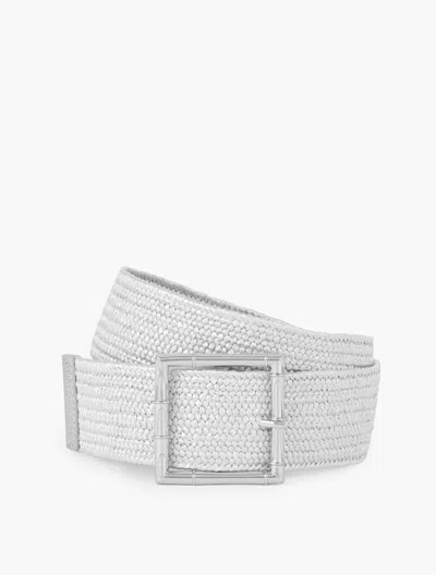 Shop Talbots Bamboo Buckle Stretch Straw Belt - Silver - Large