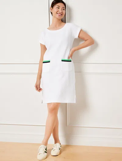 Shop Talbots Petite - Cable Jacquard Short Sleeve Dress - White - Small
