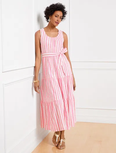 Shop Talbots Plus Size - Gauze Maxi Dress - Breezy Stripe - Pink - 20 - 100% Cotton
