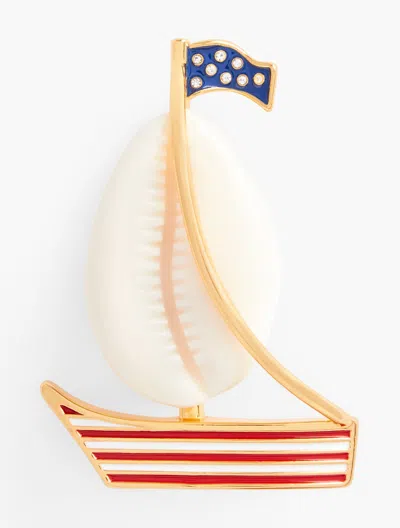 Shop Talbots Americana Sailboat Brooch - White/gold - 001  In White,gold