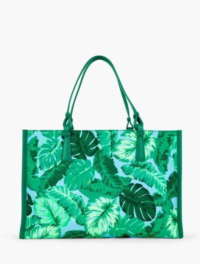 Shop Talbots Isle Fronds Canvas Tote - Vivid Turquoise - 001