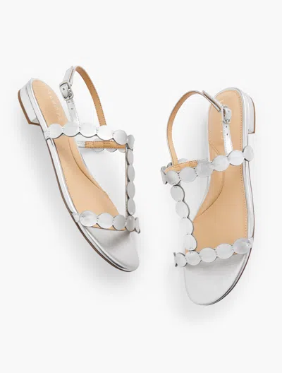 Shop Talbots Keri Dot Metallic Leather Flat Sandals - Silver - 6m