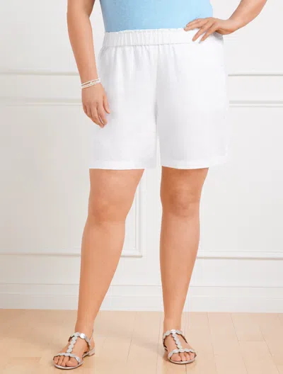 Shop Talbots Plus Size -  Nantucket Washed Linen Paperbag Shorts - White - X