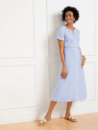 Shop Talbots Plus Size - Linen Shirtdress - Surf Stripe - Blue Iris/white - 24  In Blue Iris,white