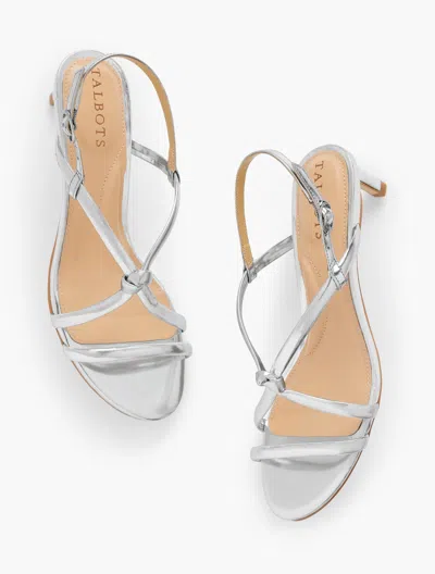 Shop Talbots Elena Knot Leather Sandals - Metallic - Silver - 10 1/2 M