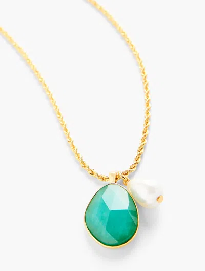 Shop Talbots Organic Pendant Necklace - Vivid Turquoise/gold - 001  In Vivid Turquoise,gold