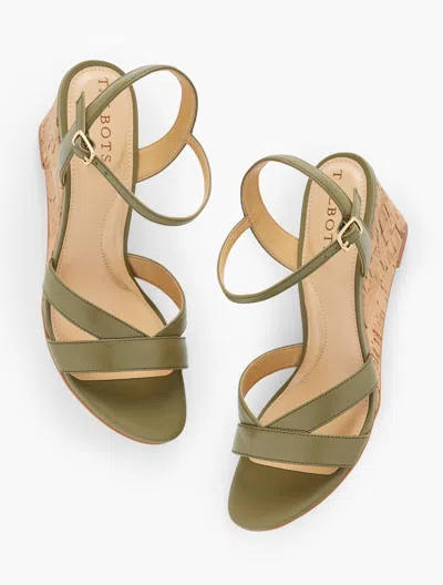 Shop Talbots Royce Soft Nappa Wedge Sandals - Burnt Olive - 10 1/2 M