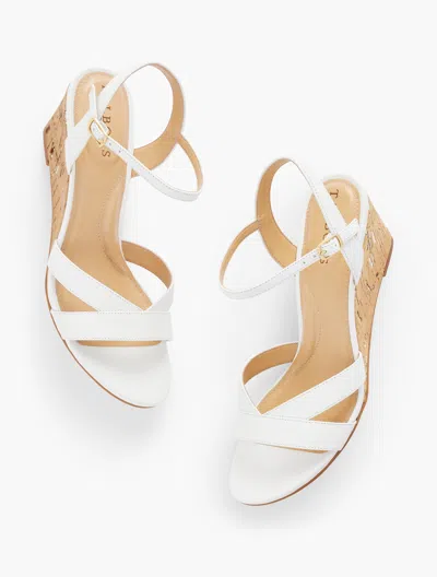 Shop Talbots Royce Soft Nappa Wedge Sandals - White - 9 1/2 M
