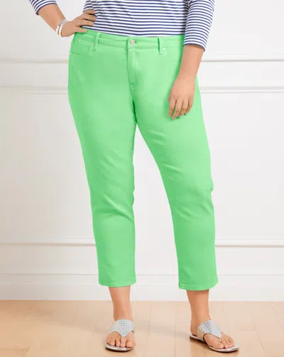 Shop Talbots Plus Size - Crop Straight Leg Jeans - Pigment Wash - Bright Lime - 22