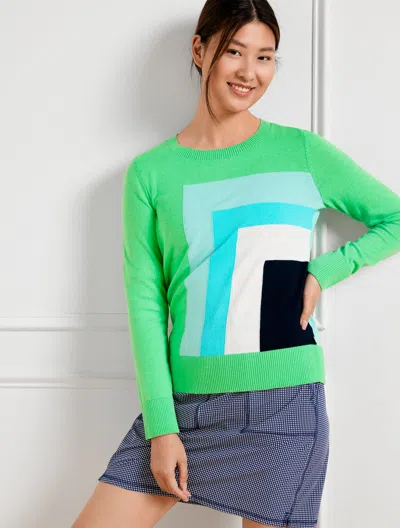 Shop Talbots Petite - Coolmaxâ® Cubist Crewneck Sweater - Bright Lime - Xl