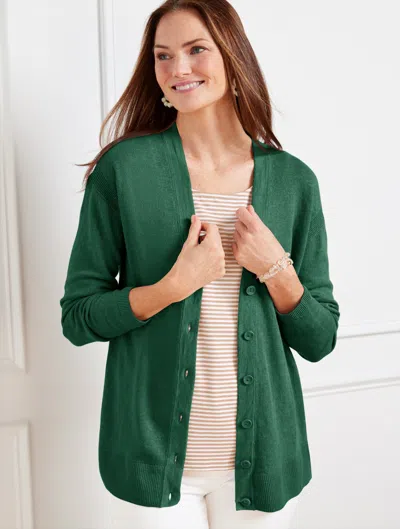 Shop Talbots Linen Girlfriend Cardigan Sweater - Heritage Green - 3x