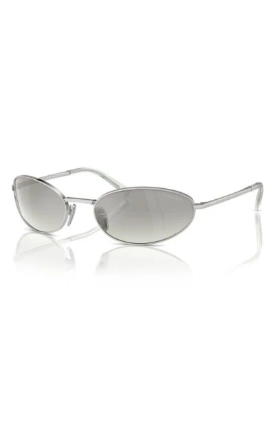 Shop Prada 59mm Oval Sunglasses In Silver