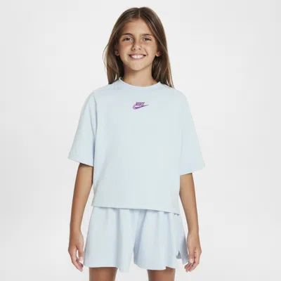 Shop Nike Sportswear Big Kids' (girls') Short-sleeve Top In Blue