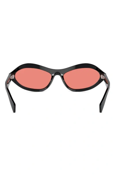 Prada 63mm Oversize Oval Sunglasses In Black