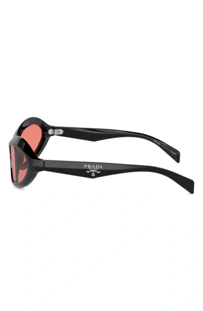 Prada 63mm Oversize Oval Sunglasses In Black