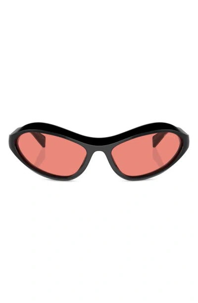 Prada 63mm Oversize Oval Sunglasses In Black
