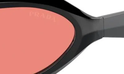 Prada 63mm Oversize Oval Sunglasses In Black