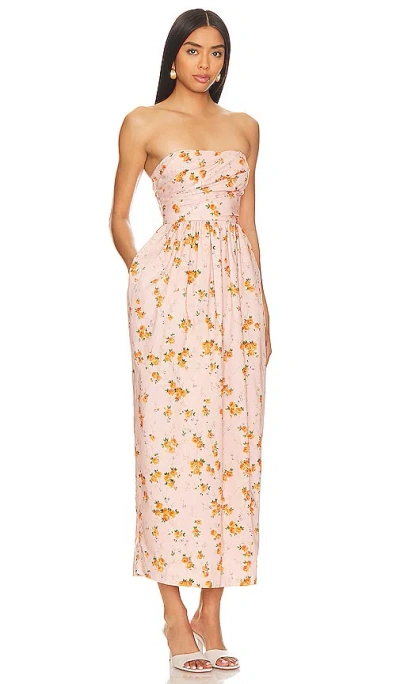 Loveshackfancy Luxie Strapless Cotton Midi Dress In Persian Orange