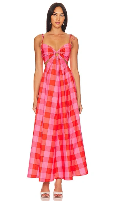 Shop Sundress Magda Dress In Big Gingham Red & Pink