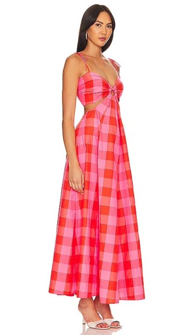 Shop Sundress Magda Dress In Big Gingham Red & Pink