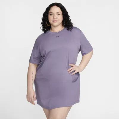 Shop Nike Women's  Sportswear Essential Short-sleeve T-shirt Dress (plus Size) In Purple