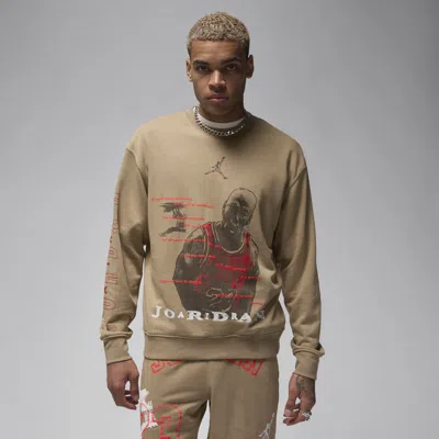 Shop Jordan Men's  Essentials Loopback Fleece Crew-neck Sweatshirt In Brown