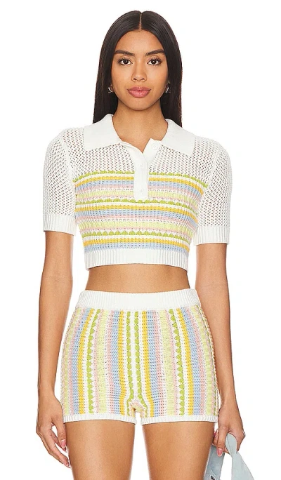 Shop Lovers & Friends Shelly Knit Polo In Light Yellow Multi