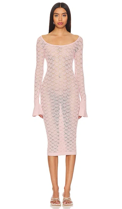 Shop Tularosa Netia Long Sleeve Midi Dress In Baby Pink