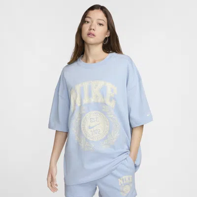 Shop Nike Women's  Sportswear Essential Oversized T-shirt In Blue