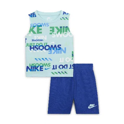 Shop Nike Sportswear Pe Baby (12-24m) Printed Tank Top Set In Blue