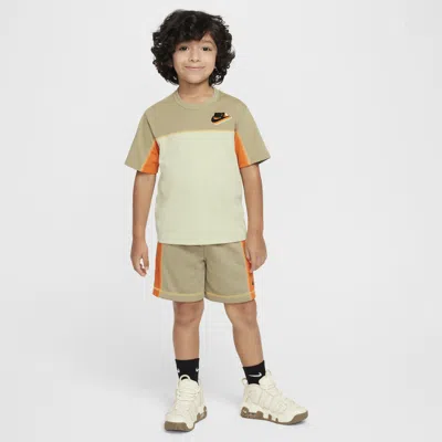 Shop Nike Sportswear Reimagine Little Kids' Shorts Set In Brown
