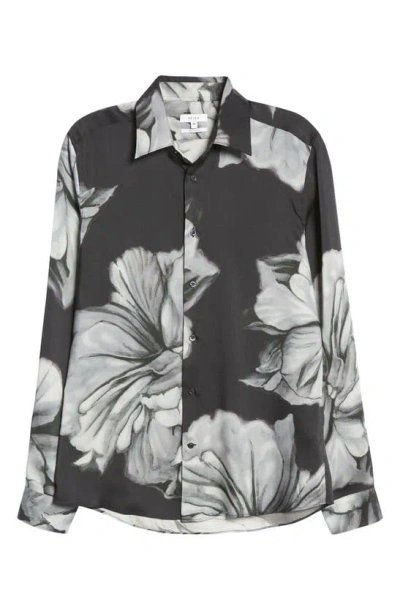 Shop Reiss Shawn Floral Button-up Shirt In Black