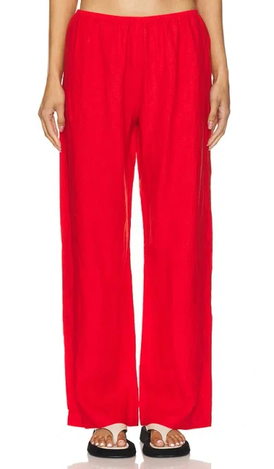 Shop Donni Linen Simple Pant In Tomato