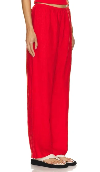 Shop Donni Linen Simple Pant In Tomato