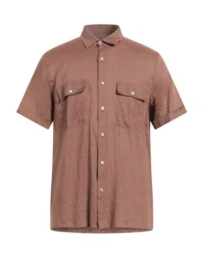 Shop Liu •jo Man Man Shirt Brown Size M Linen