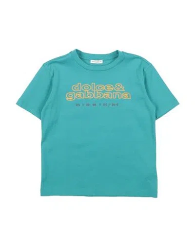 Shop Dolce & Gabbana Toddler Boy T-shirt Turquoise Size 7 Cotton In Blue