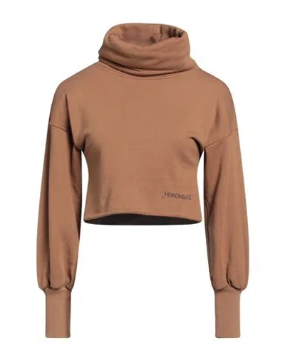 Shop Hinnominate Woman Sweatshirt Camel Size Xxs Cotton, Elastane In Beige