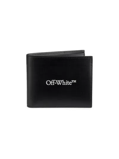 Shop Off-white Men's Logo Bookish Bi-fold Wallet In Black White