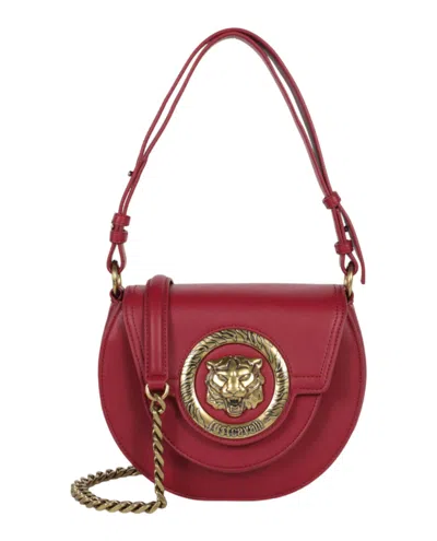 Shop Just Cavalli Icon Leather Shoulder Bag In Red