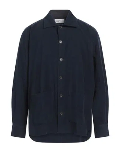 Shop Universal Works Man Shirt Navy Blue Size Xl Cotton
