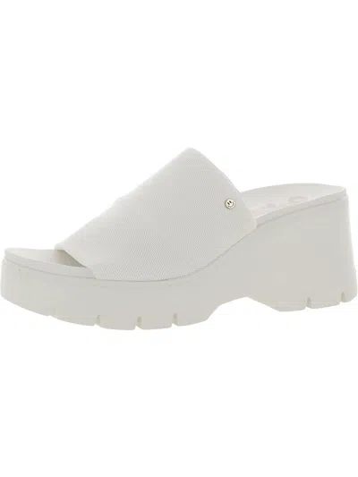 Shop Dr. Scholl's Shoes Check Doubts Womens Slip-on Comfort Wedge Sandals In White