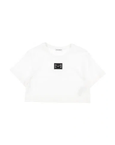 Shop Dolce & Gabbana Toddler Girl T-shirt White Size 7 Cotton, Brass, Polyester, Zamak