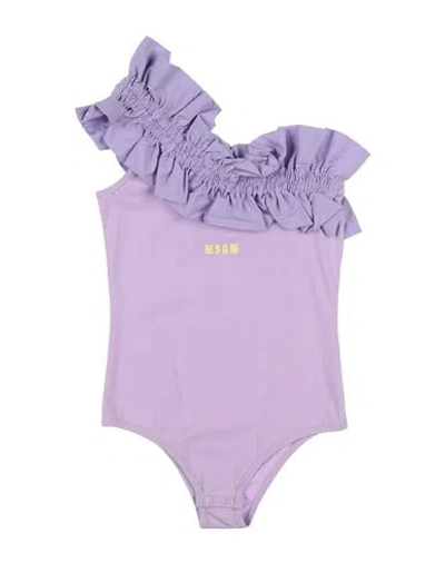 Shop Msgm Toddler Girl Bodysuit Lilac Size 4 Cotton, Elastane In Purple
