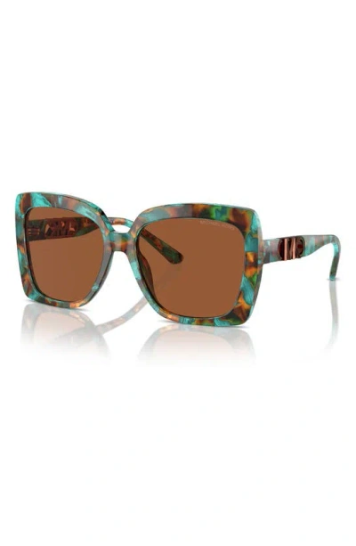 Shop Michael Kors Nice 57mm Square Sunglasses In Teal
