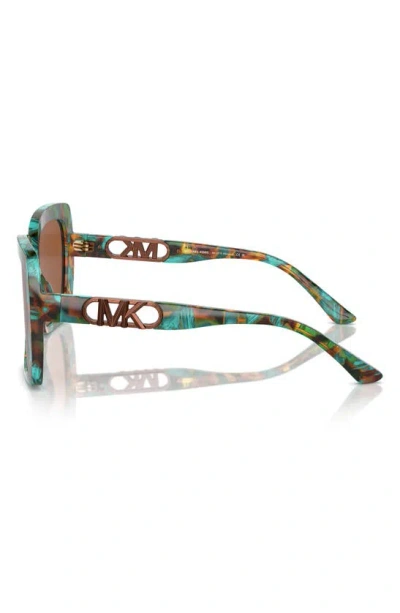 Shop Michael Kors Nice 57mm Square Sunglasses In Teal