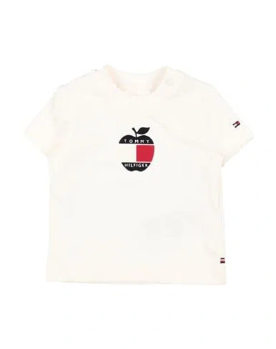 Shop Tommy Hilfiger Newborn Boy T-shirt Off White Size 3 Cotton, Elastane