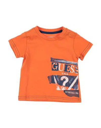 Shop Guess Newborn Boy T-shirt Orange Size 3 Cotton