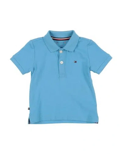 Shop Tommy Hilfiger Newborn Boy Polo Shirt Azure Size 3 Cotton, Elastane In Blue