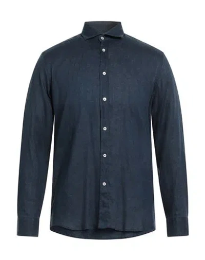 Liu •jo Man Man Shirt Midnight Blue Size 15 ½ Linen In Blue